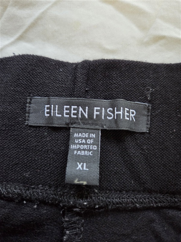 PO Eileen Fisher XL Black Stretch Pull On Ankle Pants 136875