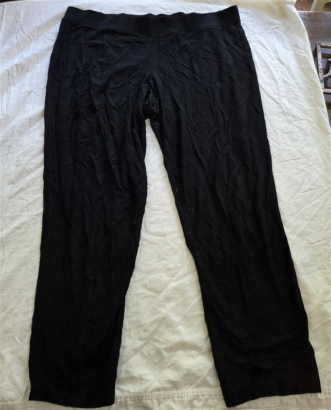 PO Eileen Fisher XL Black Stretch Pull On Ankle Pants 136875
