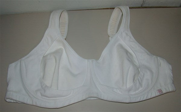NWT Comfort Choice 44D White Cotton Sports Bra Underwire 136889