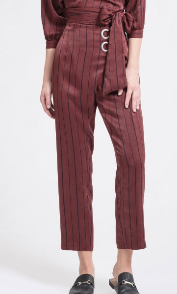 NWOT Anthropologie J.O.A. XS Stripe Blue Wine Crop Pants 136899