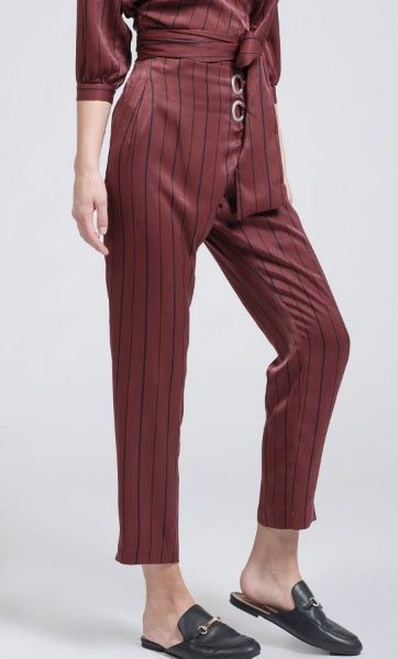 NWOT Anthropologie J.O.A. XS Stripe Blue Wine Crop Pants 136899