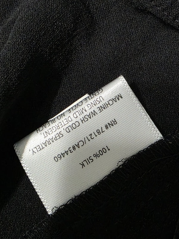 NWOT Eileen Fisher XL Silk Elastic Waist Straight Leg Pants Black Stretch 136904