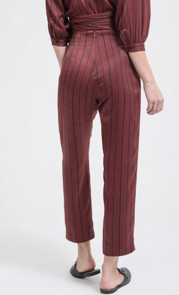 NWOT Anthropologie J.O.A. M Stripe Blue Wine Crop Pants 136905