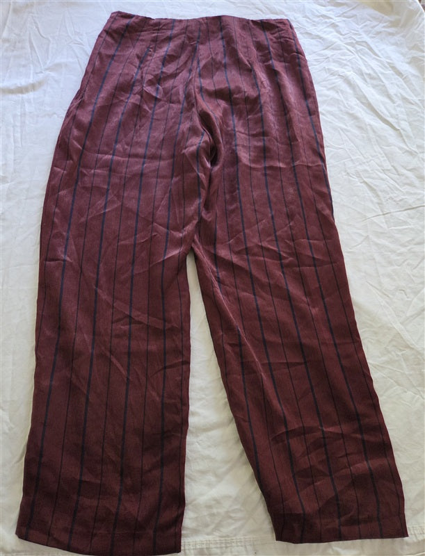 NWOT Anthropologie J.O.A. M Stripe Blue Wine Crop Pants 136905