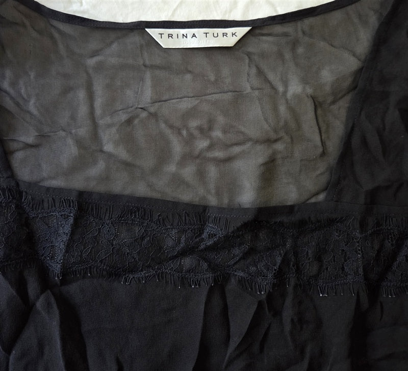 NWOT Trina Turk M Sheer lace Short Sleeve Top 136906