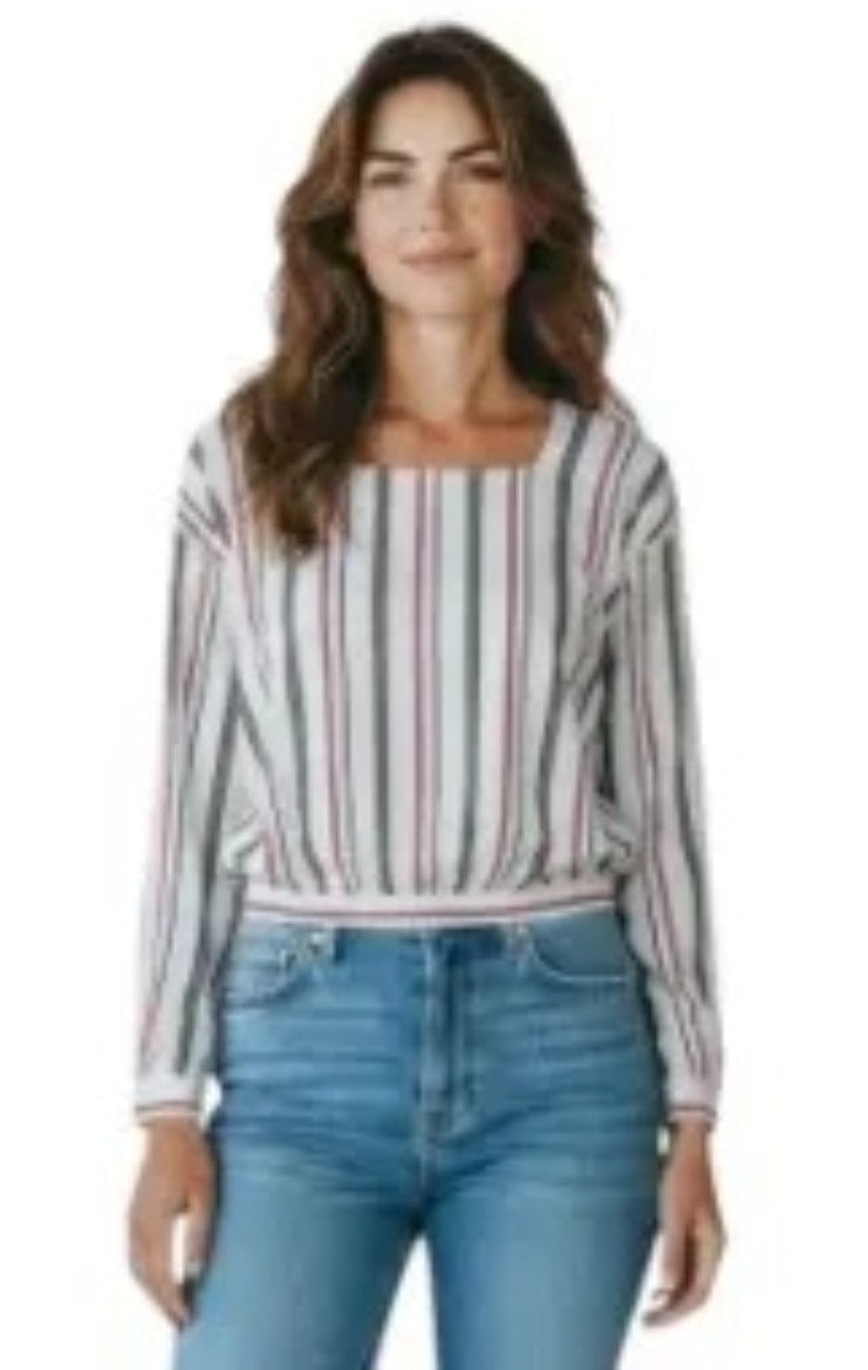 NWT Anthropologie J.O.A. M Open Back Stripe Bow Back Top 136907