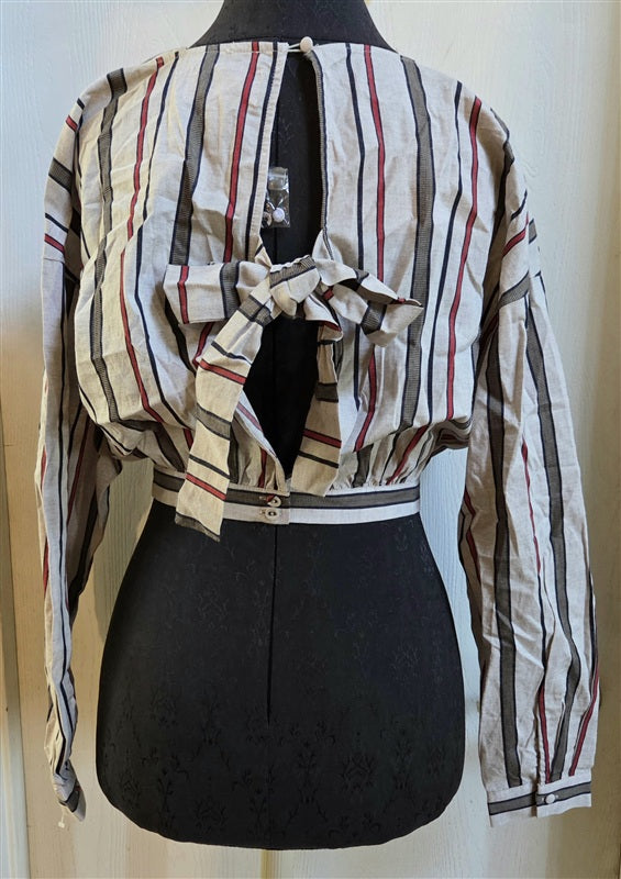 NWT Anthropologie J.O.A. M Open Back Stripe Bow Back Top 136907
