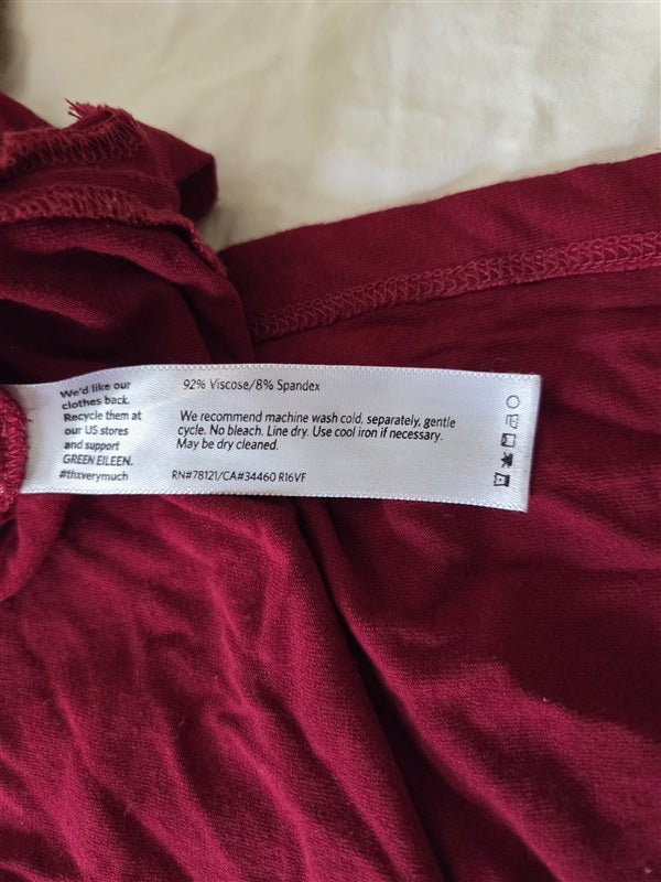 NWOT Eileen Fisher L Solid Long Sleeve V Neck Tunic Red T Shirt 136731