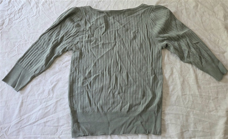 NWT joie S Freya Square Neck 3/4 Sleeve Knit Sweater Green 136911