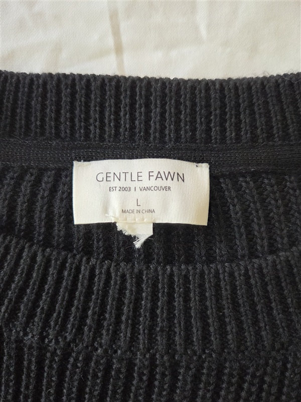 NWOT Anthropologie Gentle Fawn L Black Fisherman Sweater 136912