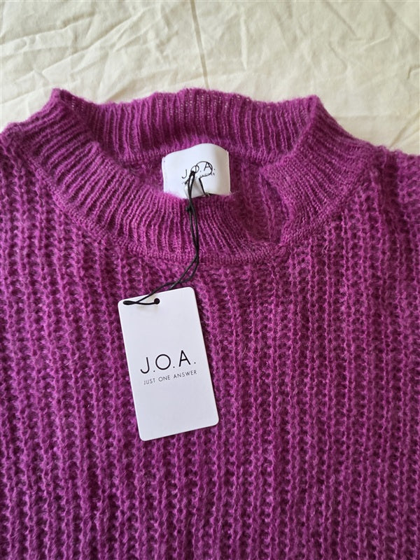 NWT Anthropologie J.O.A. L Purple Distressed Open Knit Pullover Sweater 136913