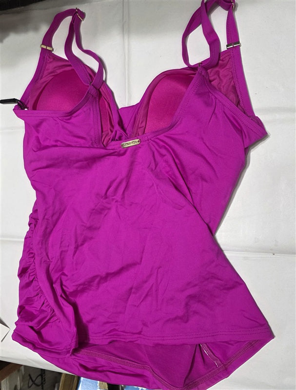 NWPT Calvin Klein S Pink V Neck Tummy Control Tankini Swim Top 136914