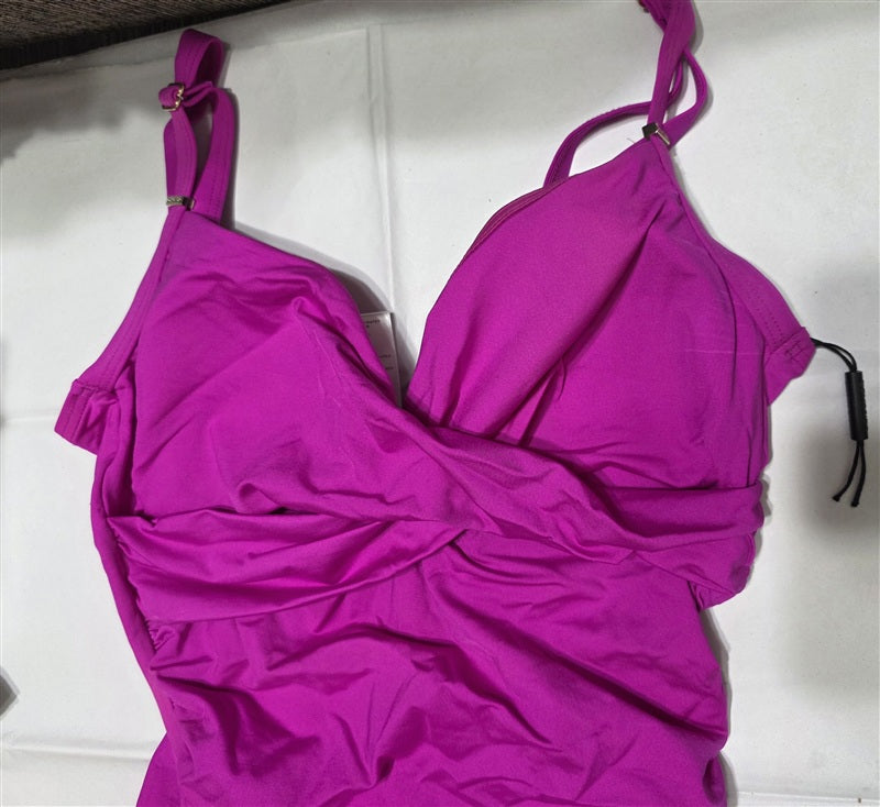 NWPT Calvin Klein S Pink V Neck Tummy Control Tankini Swim Top 136914