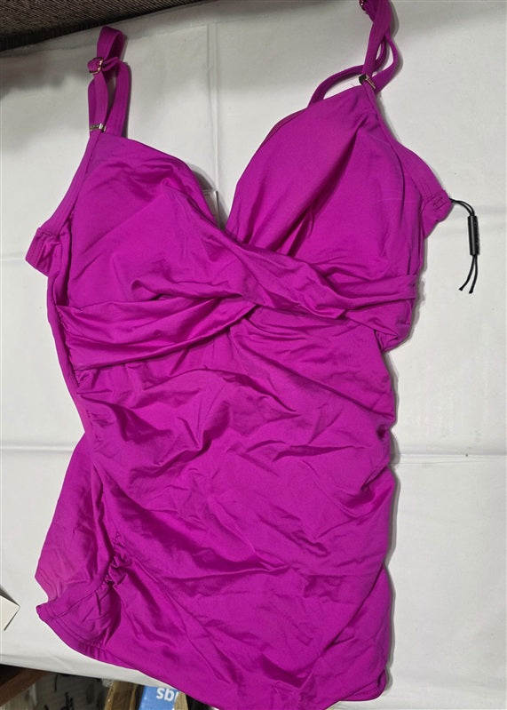 NWPT Calvin Klein S Pink V Neck Tummy Control Tankini Swim Top 136914