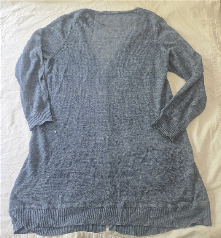 NWOTD Eileen Fisher 1X Blue Organic Linen Blend Cardigan Sweater 136918
