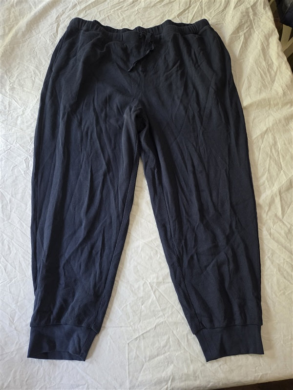 NWOT Eileen Fisher 2XL Waffle Knit Drawstring Navy Blue Jogger Pants 136921