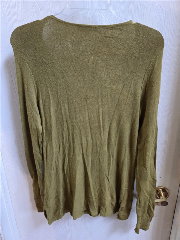 PO Eileen Fisher XS Scoop Neck Yellow Green Long Sleeve Sweater 136922