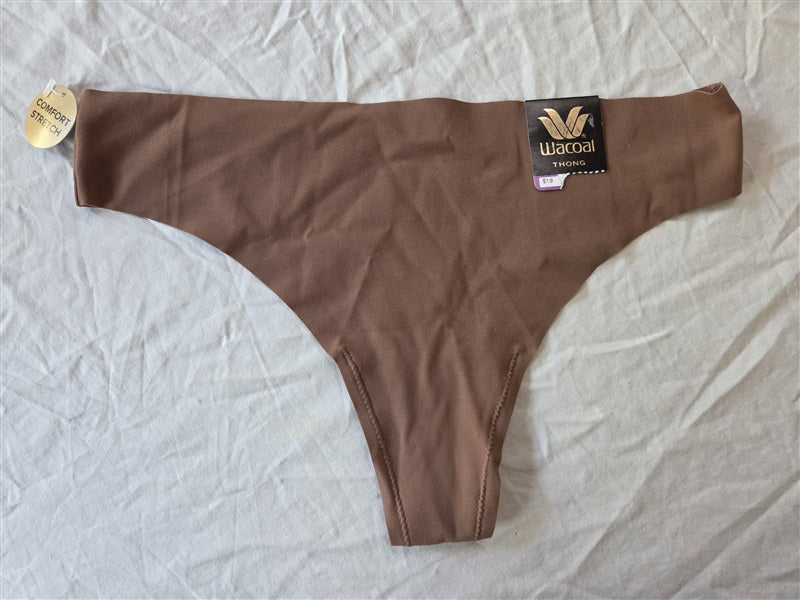 NWT Wacoal 2X Plus Flawless Comfort 879343 Brown Thong 136927
