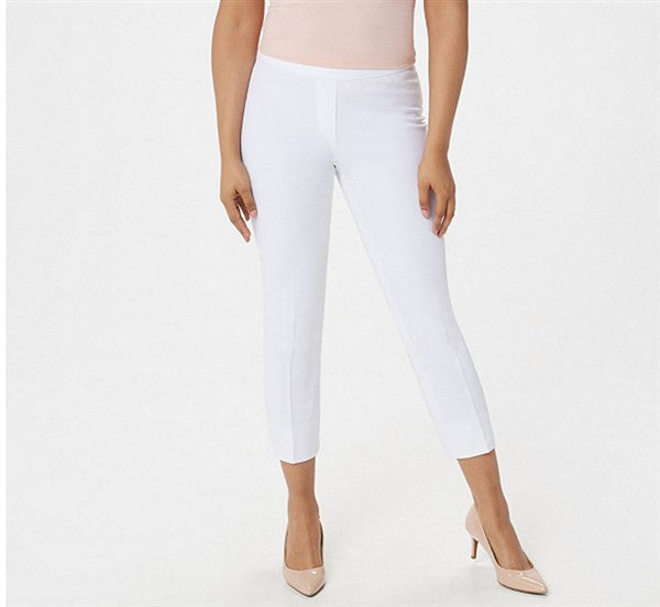 NWOT Dennis Basso 4 Bi Stretch Pull On Crop Pants with Side Slits 136937