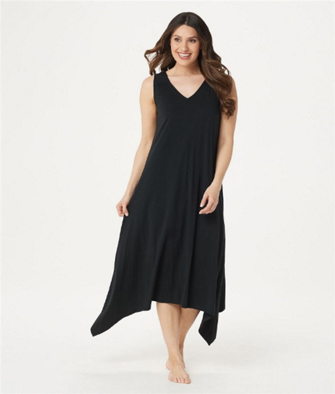 NWt AnyBody Cozy Knit Sharkbit Hem Dress Medium Midi Black 136939