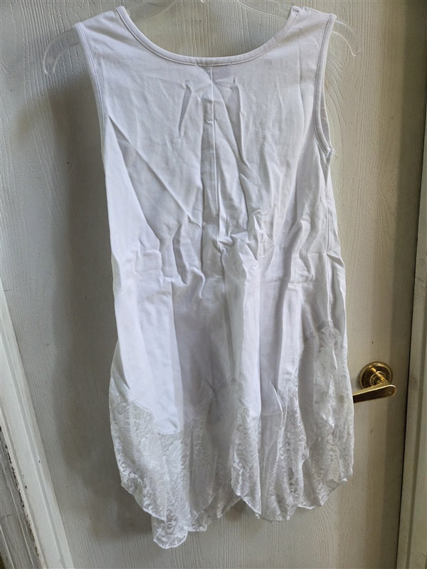 NWT Kathleen Kirkwood XXS handkerchief Hem Tank Top Lace Extender White 136942