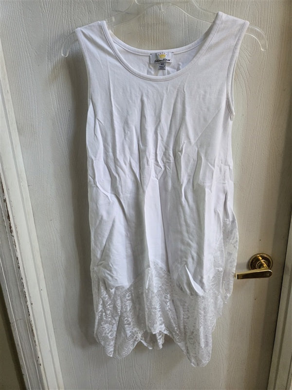 NWT Kathleen Kirkwood XXS handkerchief Hem Tank Top Lace Extender White 136942