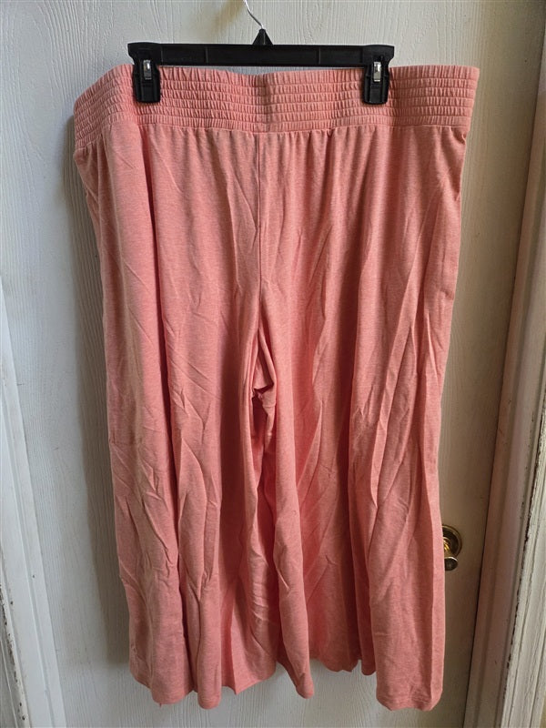 NWT AnyBody 1X Cozy Knit Wide Leg Pants Side Slit Coral Pink 136943