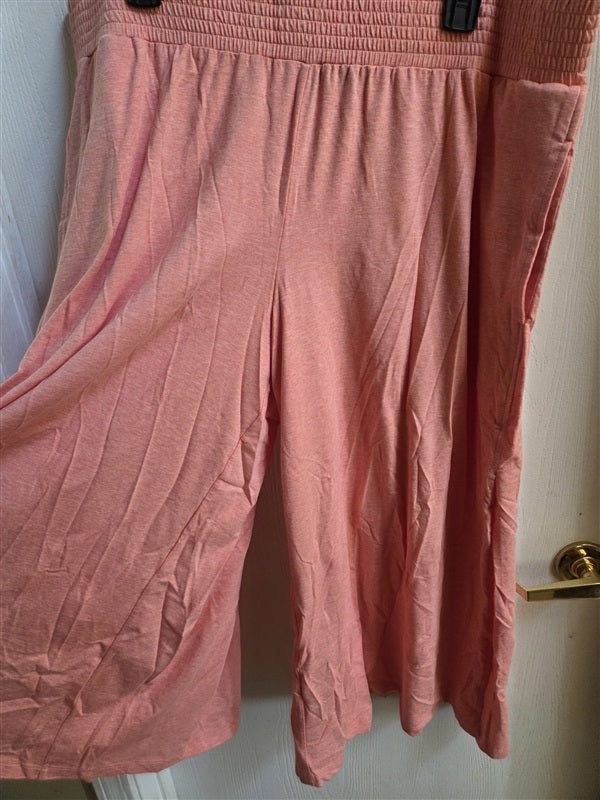 NWT AnyBody 1X Cozy Knit Wide Leg Pants Side Slit Coral Pink 136943