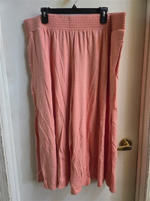 NWT AnyBody 1X Cozy Knit Wide Leg Pants Side Slit Coral Pink 136943