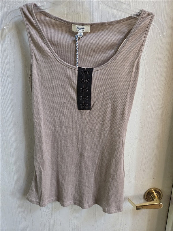 NWT Hayden M Hook & Eye Beige Ribbed Tank Top 136946