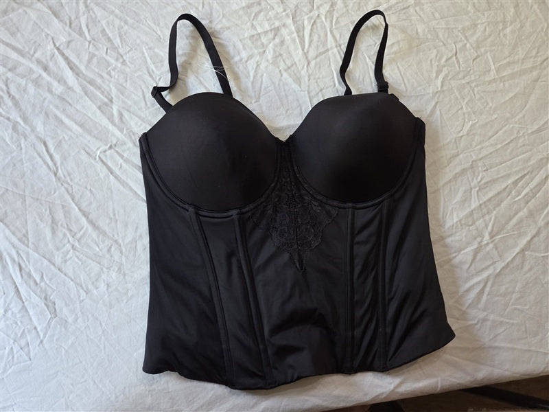 NWOT Maidenform 38C Firm Tummy-Control Lace-Diamond Bustier DM1022 Black 136953