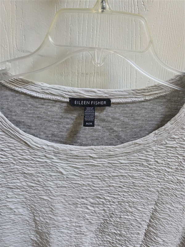 NWOT Eileen Fisher M Gray Trapunto Pull Over Top Shirt 136962