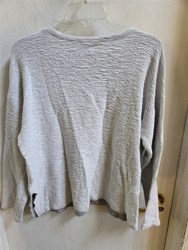 NWOT Eileen Fisher M Gray Trapunto Pull Over Top Shirt 136962