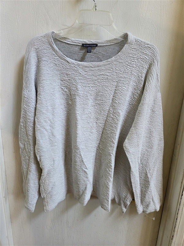 NWOT Eileen Fisher M Gray Trapunto Pull Over Top Shirt 136962