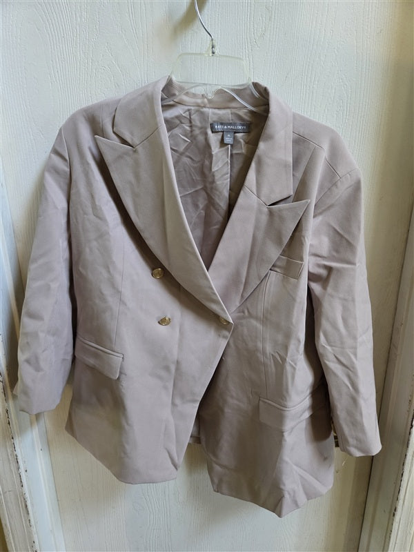 NWOT Kate & Mallory XL Notch Lapel Button Front Blazer Tan 136966