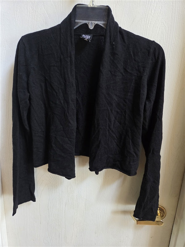 NWOT Eileen Fisher PS Cashmere & Silk Cardigan LS Black 136969