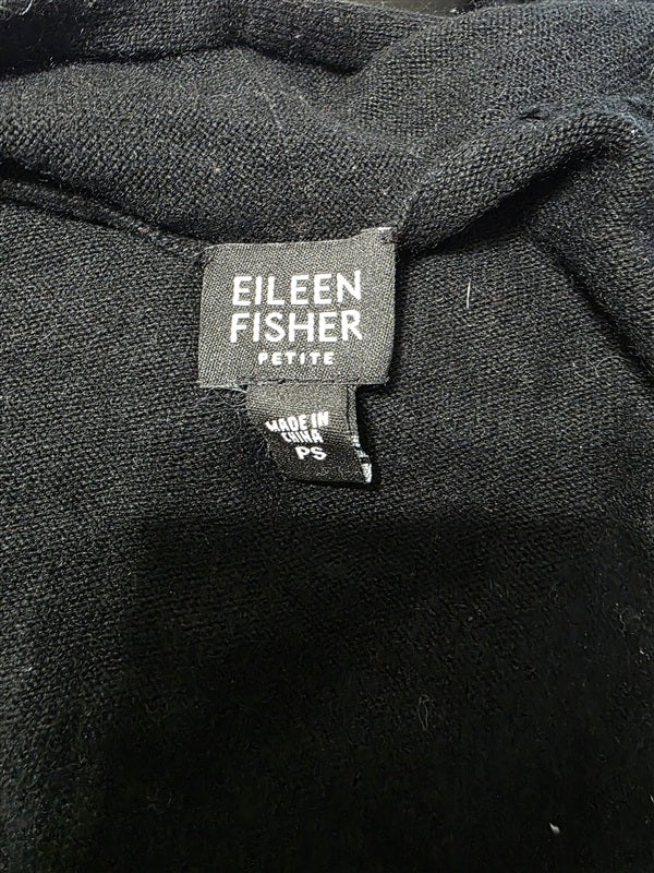 NWOT Eileen Fisher PS Cashmere & Silk Cardigan LS Black 136969