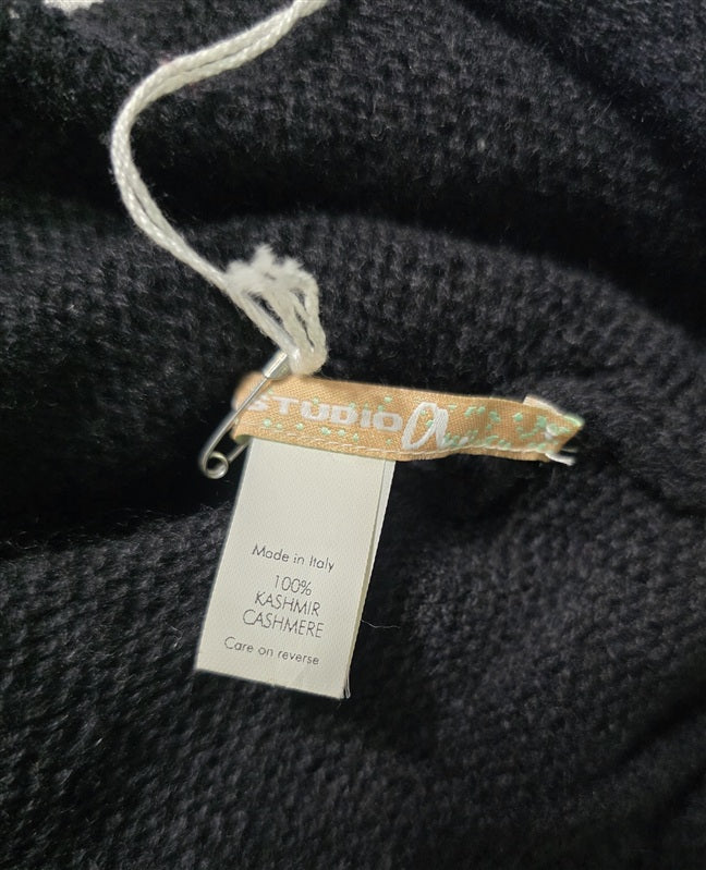 NWOT Studio A BP One Size Black Open Knit Cashmere Cardigan 137001
