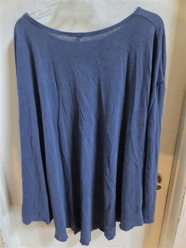NWOT Ragabond M Oversize Raw Hem Crop tee Shirt Blue 137002