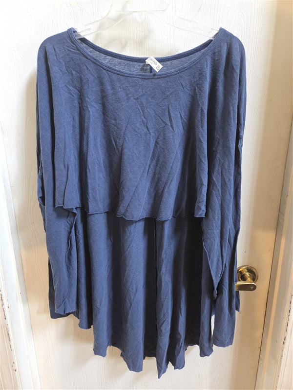 NWOT Ragabond M Oversize Raw Hem Crop tee Shirt Blue 137002