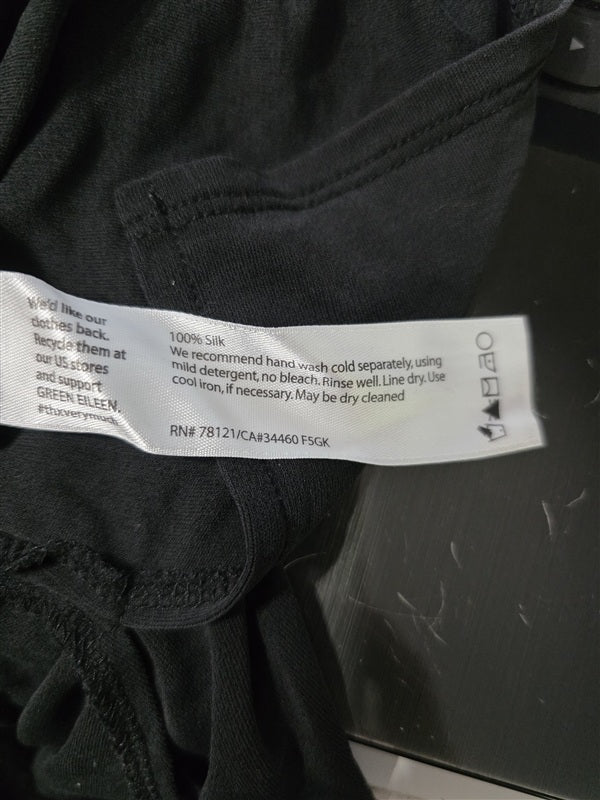 NWOT Eileen Fisher L Silk Black Pull Over Shirt Tunic 137003