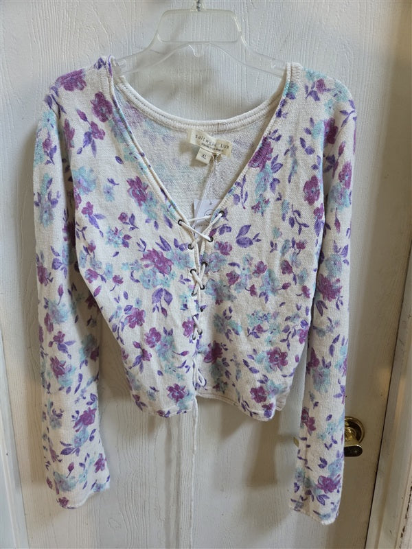 NWT Saltwater Luxe XL Vittoria Sweater Purple Blue Floral 137007