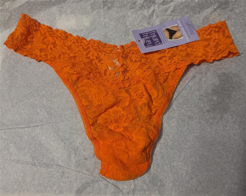 NWT Hanky Panky 1 Orange Signature Lace Original Rise Thong Underwear 137014