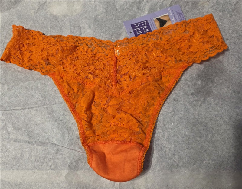 NWT Hanky Panky 1 Orange Signature Lace Original Rise Thong Underwear 137014