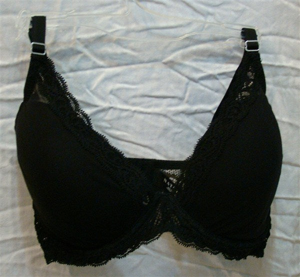 NWOT Natori 34DD Feathers Bra Plunge Contour Style 730023 Black 137029