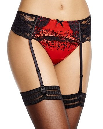 NWT Chantelle XS Satine Suspender Garter Belt 2067 Red 137036
