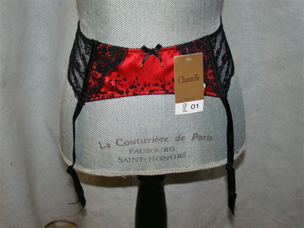 NWT Chantelle XS Satine Suspender Garter Belt 2067 Red 137036