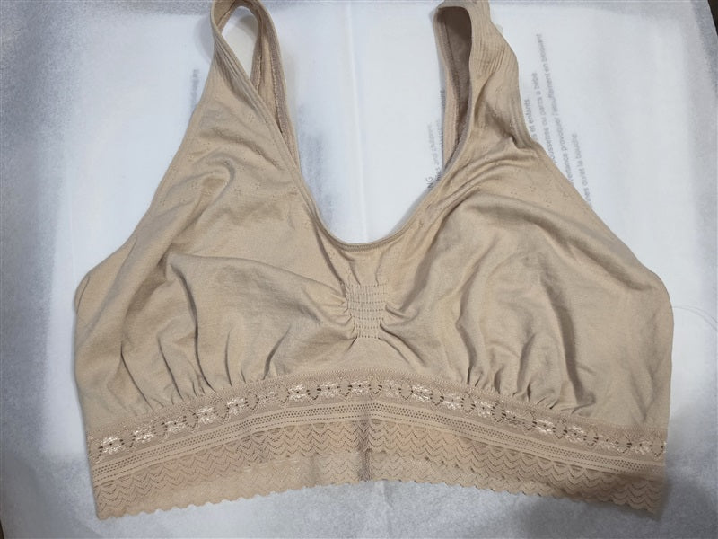 NWOT Bali M Comfort Revolution Seamless Crop Top 103J Beige Lace 137038