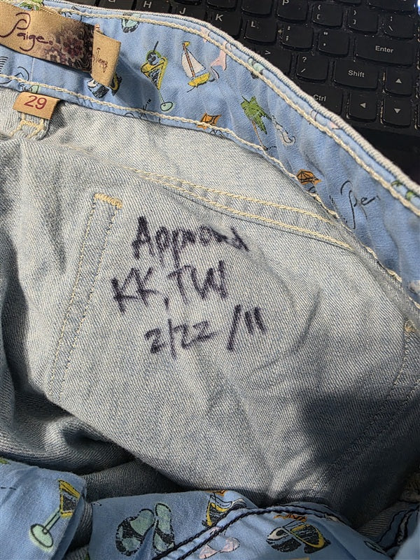 NWOT Paige 29 Jimmy Jimmy Jean Shorts Distressed Raw hem Blue Sample 137043
