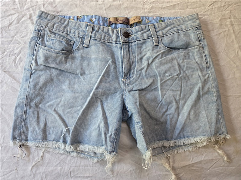 NWOT Paige 29 Jimmy Jimmy Jean Shorts Distressed Raw hem Blue Sample 137043